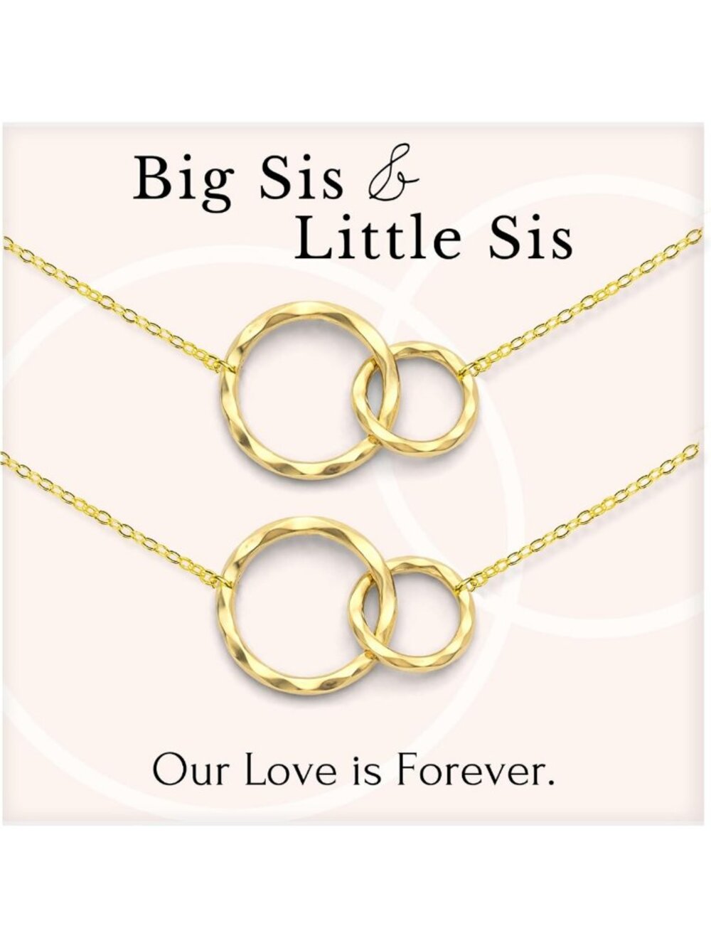 Sister Gift Necklace - 14k Gold Plated Sterling Silver, Interlocking Rings